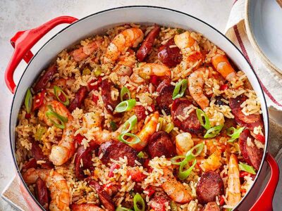 Πικάντικες γαρίδες και λουκάνικο Jambalaya