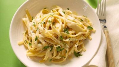 Vegan ζυμαρικά φετουτσίνι με λεμόνι