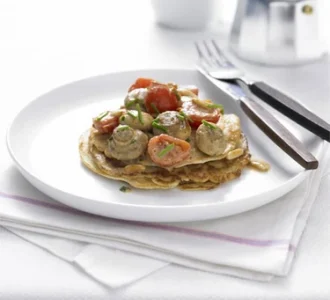 Βίγκαν τηγανίτες με ντομάτα και μανιτάρια