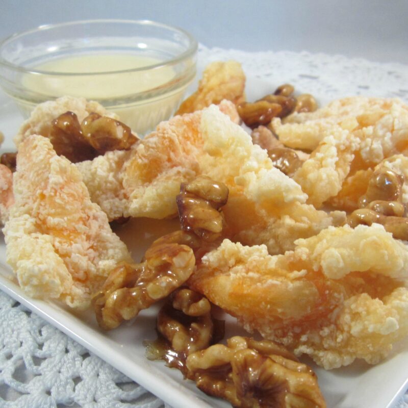 Κινεζικές γαρίδες με μέλι και καρύδια
