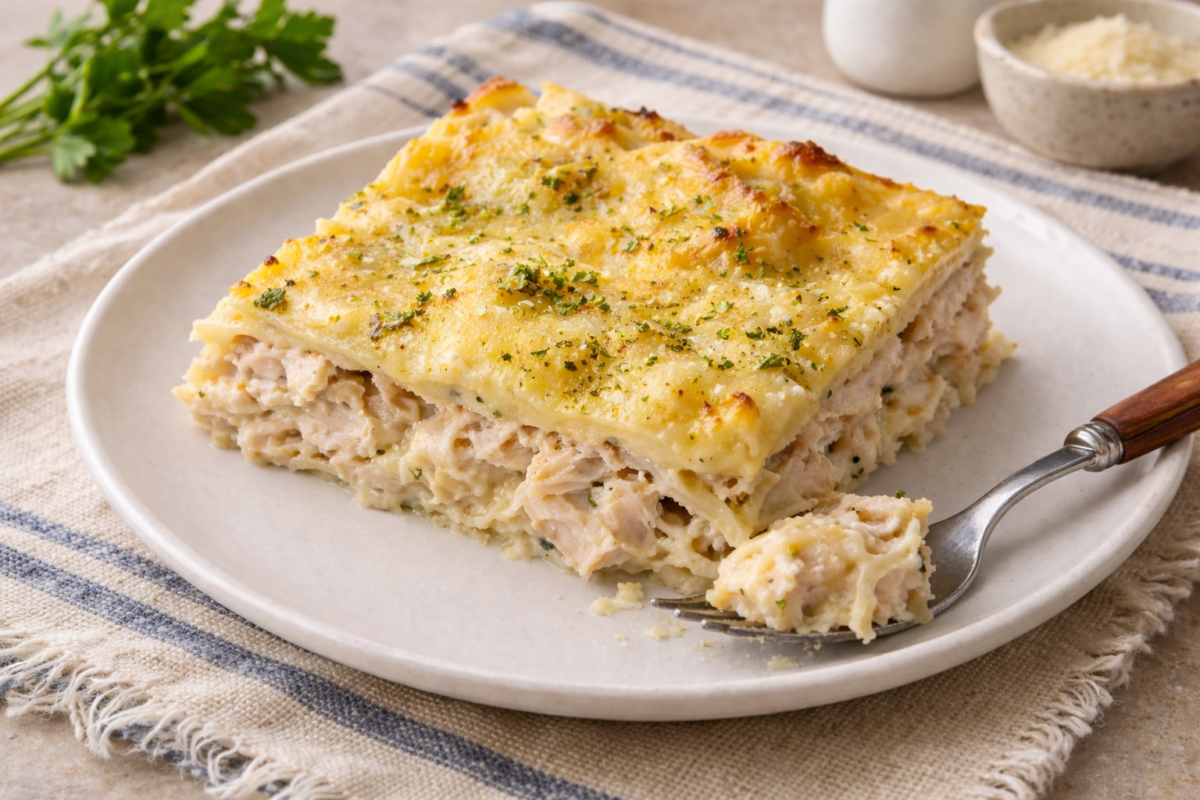 Λαζάνια με κοτόπουλο και κρέμα γάλακτος