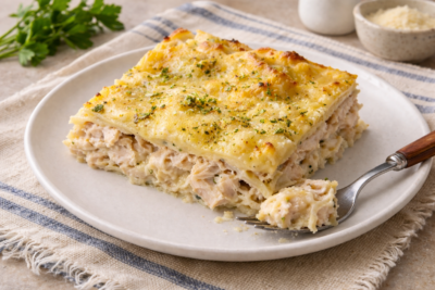 Λαζάνια με κοτόπουλο και κρέμα γάλακτος